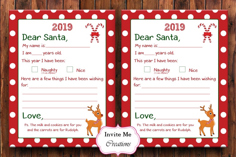 Santa Letter Letter To Santa Christmas Wish List Instant