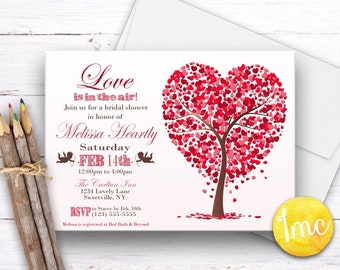Bridal Shower Invitation, Bridal Invite, Valentines Day Invitation, Hearts, Shower Invitation, Love, Wedding Shower Invite, Valentine Theme