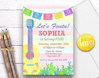 Invitación a la Fiesta, Invitación a la Fiesta de Cumpleaños, Fiesta de fiesta, Invitación al Cinco de Mayo, Guitarra, Invitación al primer cumpleaños, Invitación a la fiesta