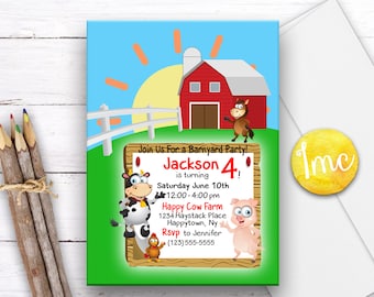 Farm Invitation, Farm Invite, Barnyard Invite, Farm Birthday Party Invite, Animal Invitation, Barn Invitation, Farm Party Invite, Printable