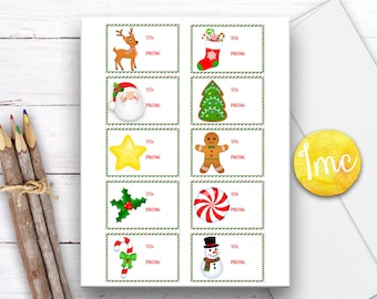 Etiquetas de regalo de Navidad, descarga digital, etiquetas de regalo imprimibles, etiqueta de regalo de Santa, etiquetas de regalo de vacaciones, navidad imprimible, JPEG