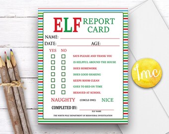 Elf Report Card Letter, Holiday Letter, Naughty Nice Letter, Elf Surveillance, Christmas Letter, Digital Download, Nice list, Santa