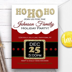 Convite de Natal do Papai Noel, Convite para Festa de Natal, Convite para Terno do Papai Noel, Convite Secreto do Papai Noel, Convite para Festa de Natal, Glitter, Personalizado
