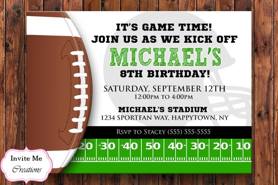 Football Birthday Invitation Football Invite Sports Etsy