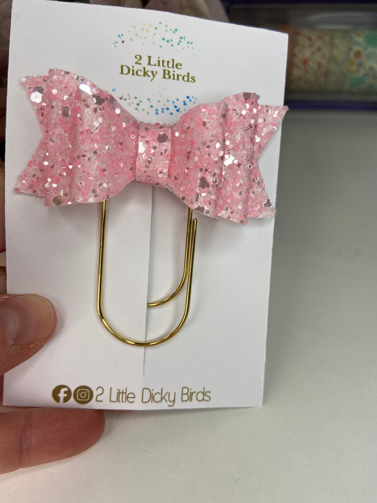 Pink Glitter Stella Bow Paperclip Bookmark Etsy