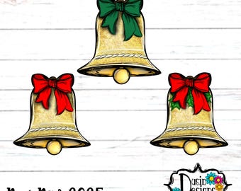 Bell with Bow PNG, Gold Christmas bell, Christmas Bell PNg, Christmas Bell Earrings