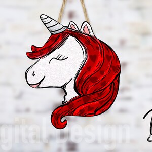 Red Valentine Unicorn PNG, Unicorn Head PNG, Unicorn Digital File, Pink Unicorn
