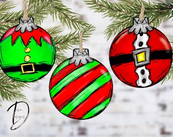Dirty Bundle, Elf Bobber Bulb, Red and Green Bobber Bulb PNG, Santa Bobber Bulb PNG