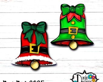 Bell with Bow PNG, Santa Christmas bell, Elf Christmas Bell PNg, Christmas Bell Earrings