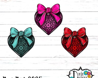 Heart with Bow PNG, Lace Heart with Bow PNg, Valentines Day PNG, Valentines Day Earrings, Bow Earring PNG