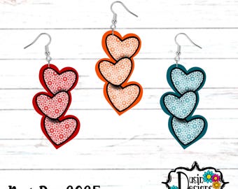 Heart Trio Earrings PNG,