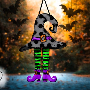 Witch Hat With Legs PNg,  Halloween Door Hanger, Witch Door Hanger, PNG Fall, Outdoor Fall Sign,Pumpkin Sign, Fall Welcome Sign