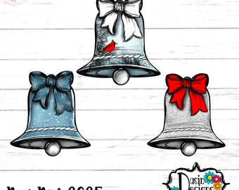 Bell with Bow PNG, Cardinal on Christmas bell, Christmas Bell PNg, Christmas Bell Earrings