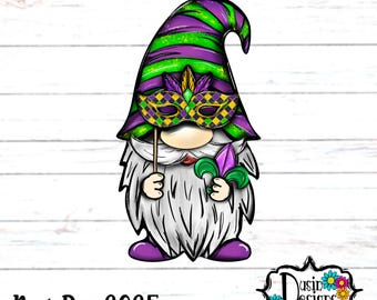 Gnome Door Hanger PNG, Mardi Gras Gnome, Mardi Gras Mask Gnome, Mardi Gras Png, Gnome Earring PNG,