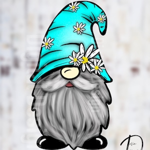 Spring Gnome Door Hanger PNG, spring Gnome PNG, Gnome PNG, Gnome Flowers, Daisy Gnome