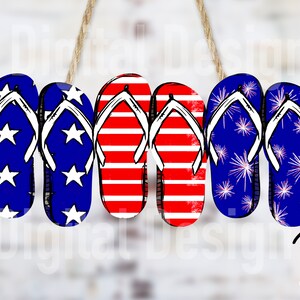 Flip Flop PNG, USA Flip Flop, Patriotic Flip Flop PNG, Flip Flop Door Sign, Summer Door Sign