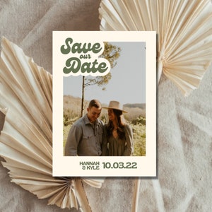 Retro - Vintage - Cool - Save The Date for Wedding | Printable Template | Instant Download | Fully Customizable | Print-At-Home