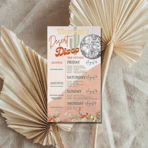 Desert Disco Scottsdale Arizona  Bachelorette Party Invitation w/ Itinerary | Instant Download | Fully Custom | Print