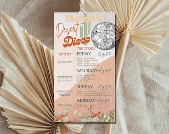 Desert Disco Scottsdale Arizona  Bachelorette Party Invitation w/ Itinerary | Instant Download | Fully Custom | Print