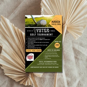 Golf Tournament Event Invitation Flyer | Golf Fundraiser |  Printable Template | Instant Download | Fully Customizable | Print-At-Home