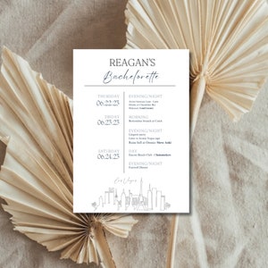 Invitación de fiesta de despedida de soltera de esquema simple de Las Vegas Nevada de 5 x 7 con itinerario / Descarga instantánea / Totalmente personalizado / Imprimir