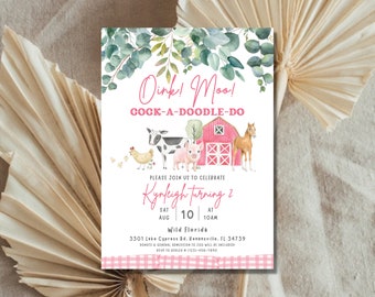 Oink Moo Petting Zoo/Farm/Tour Birthday Toddler Invitation | Printable Template | Instant Download | Fully Customizable | Print-At-Home