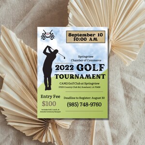 Golf Tournament Event Invitation Flyer | Golf Fundraiser | Printable Template | Instant Download | Fully Customizable | Print-At-Home