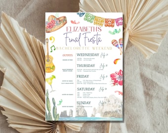 Final Fiesta Bachelorette Party Invitation w/ Itinerary | Cabo, Beach, Island | Instant Download | Fully Custom | Print