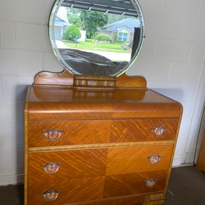 Vintage waterfall dresser with mirror deals
