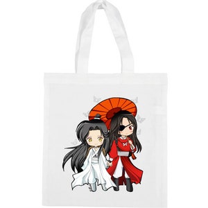 Double Side Print Super Cute Tian Guan Ci Fu Heavens official Blessing Heavy Duty canvas tote bag 12x14