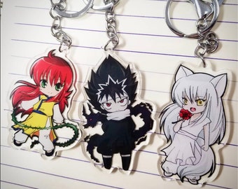 YYH 2.5 inch Glitter Acrylic double side printed Keychain Kurama Hiei Youko