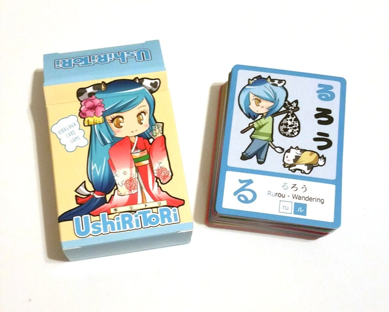 Artist Trading Cards Ushiritori Japanese Learning Katakana Hiragana Vocabulary Collectable Playing Flash Card Game Art Collectibles