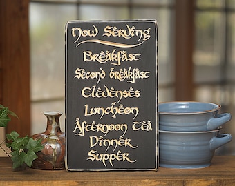 Hobbit Daily Meals(Black)Engraved Solid Wood Sign / Plaque.  Great gift for Lord of the Rings and Hobbit fans!