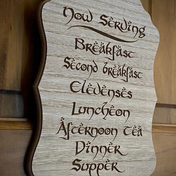 Scratch and Dent Sale!!  Hobbit Daily Meals Engraved Plaque/Sign.  Great Gift for Lord of the Rings and Hobbit fans!