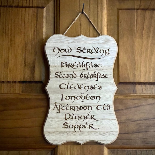 Scratch and Dent Sale!!  Hobbit Daily Meals Engraved Plaque/Sign.  Very nice gift item for Lord of the Rings and Hobbit fans!