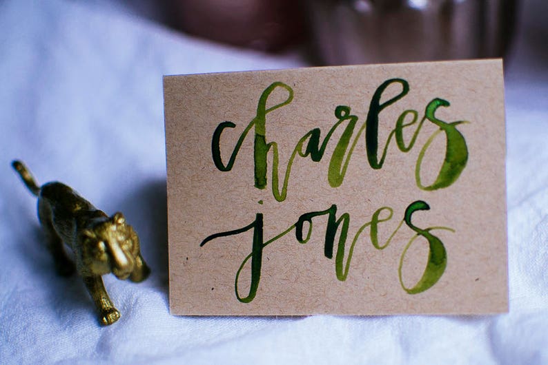 Kraft Place Cards With Watercolor Brush Lettering Rustic - Etsy