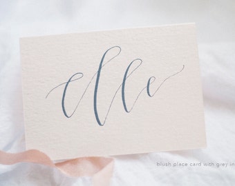 Modern Calligraphy Blush Place Cards with Silver or Gray Ink | Table Setting | Bridal Shower | Wedding | Special Event | Romantic | Modern