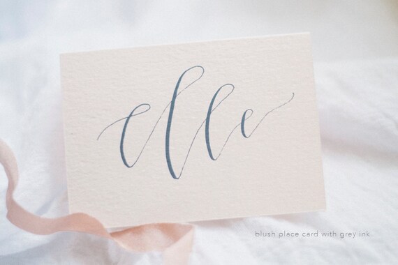 Modern Calligraphy Blush Place Cards with Silver or Gray Ink | Table Setting | Bridal Shower | Wedding | Special Event | Romantic | Modern