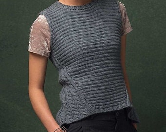 INSTANT DOWNLOAD PDF Knitting Pattern for Women's Cable Sweater Jumper Pullover with Cables Knitted Janus