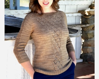 INSTANT DOWNLOAD PDF Knitting Pattern for Women's Lace Sweater Jumper Pullover with Lace