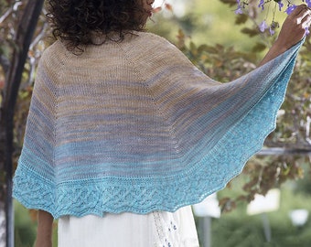 INSTANT DOWNLOAD PDF Knitting Pattern for Women's Garter Shawl Wrap Semicircular Triangle Shoreline