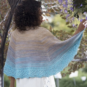 INSTANT DOWNLOAD PDF Knitting Pattern for Women&#39;s Garter Shawl Wrap Semicircular Triangle Shoreline