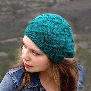 INSTANT DOWNLOAD PDF Knitting Pattern for Women's Aran Hat with Cables Slouchy Beanie Unisex Great Hall