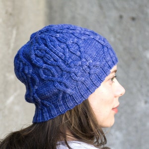 INSTANT DOWNLOAD PDF Knitting Pattern for Women's Aran Hat with Cables Slouchy Beanie Unisex image 4