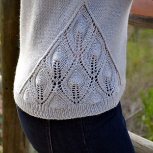 INSTANT DOWNLOAD PDF Knitting Pattern for Women&#39;s Lace Sweater Top Tee Jumper Pullover with Lace Distant Lights