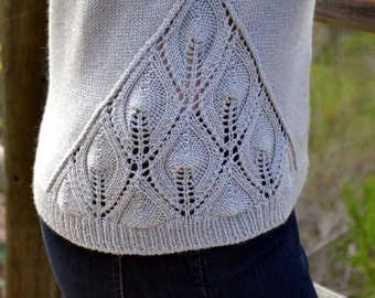 DESCARGA INSTANTE PDF Patrón de punto para suéter de encaje de mujer Top Tee Jumper Jersey con luces distantes de encaje
