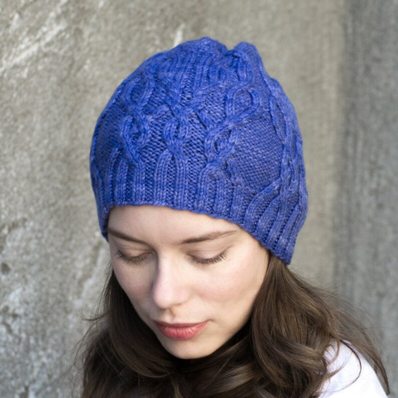 INSTANT DOWNLOAD PDF Knitting Pattern for Women's Aran Hat with Cables Slouchy Beanie Unisex image 2