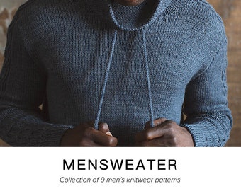 DESCARGA INSTANTE PDF 9 Paquete de patrones de punto para suéteres Aran para hombre Jerseys Hombres Jerseys Stockinette puntada Cable Mensweater