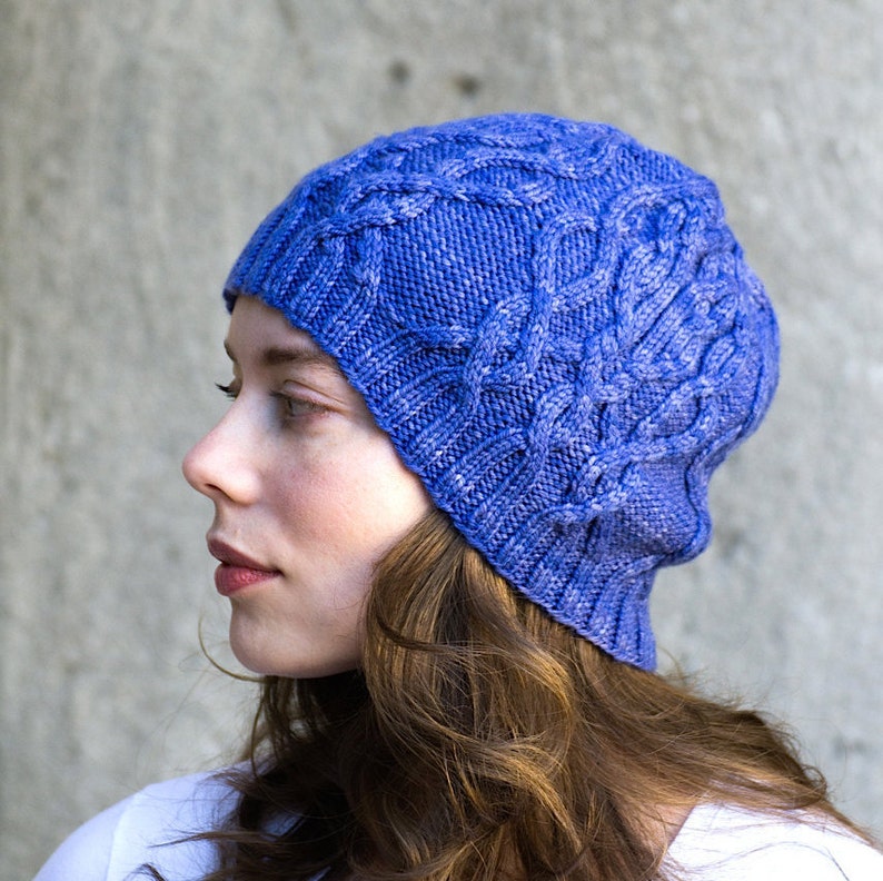 INSTANT DOWNLOAD PDF Knitting Pattern for Women's Aran Hat with Cables Slouchy Beanie Unisex image 1