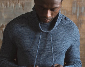 Patrón de tejido en PDF para suéter Aran para hombre, jersey de punto jersey y sudadera con capucha de cable Nelson